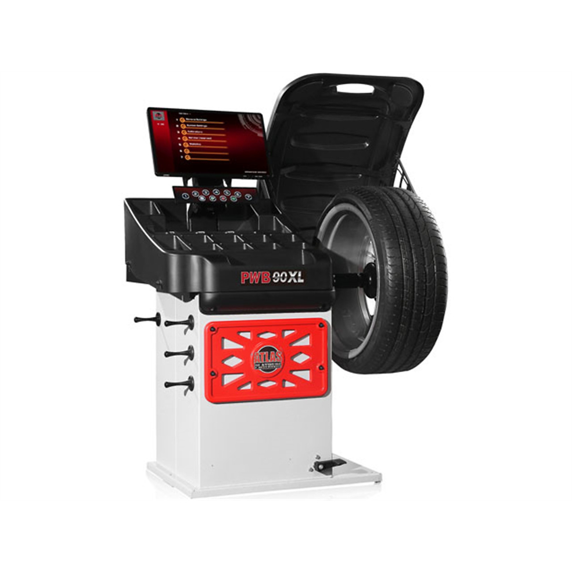 Atlas Automotive Equipment PWB90XL Wheel Balancer, Super Automatic 3D Data Entry, Touchless Sonar, Laser Guide, Fast & Easy Split, Opposite Weight Function, High-Resolution Display, USB Updates